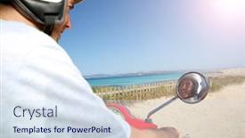  Presentation with moto - Amazing PPT theme having closeup-of-man-driving-girlfriend backdrop and a sky blue colored foreground