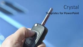  Presentation with key control - Amazing slide deck having closeup of man holding car remote control key backdrop and a teal colored foreground