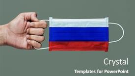  Presentation with russia flag - Beautiful slides featuring closeup-of-man-holding backdrop and a gray colored foreground