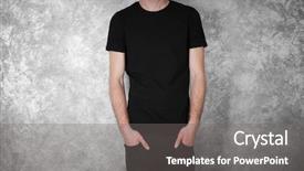  Presentation with black man - Presentation theme featuring closeup of man in black background and a gray colored foreground