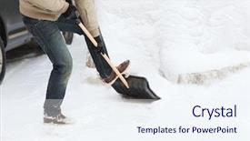  Presentation with emoney money traffic concept closeup - Slide set having closeup of man shoveling snow background and a  colored foreground