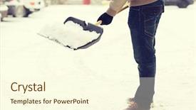  Presentation with emoney money traffic concept closeup - Theme enhanced with closeup of man shoveling snow background and a  colored foreground