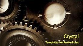  Presentation with gears - Presentation theme consisting of mechanical parts - closeup of metal cog gears background and a tawny brown colored foreground