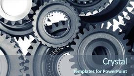  Presentation with gears - Slide set featuring closeup of metal cog gears background and a ocean colored foreground