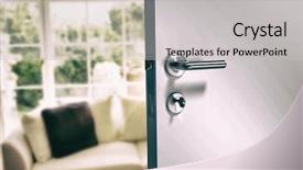  Presentation with doorknob - Audience pleasing theme consisting of closeup of metal doorknob backdrop and a light gray colored foreground