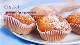  Presentation with muffins - Amazing PPT layouts having closeup-of-mini-muffins backdrop and a sky blue colored foreground