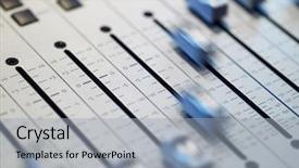  Presentation with recording studio - Audience pleasing slide deck consisting of closeup of mixing board backdrop and a light gray colored foreground