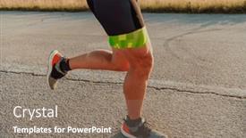  Presentation with challenges - Slide set having closeup-of-muscular-legs background and a  colored foreground