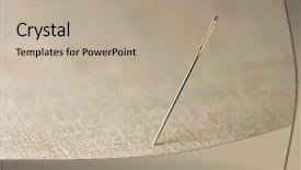  Presentation with linen - Presentation theme featuring microfabrication - closeup of needle on linen background and a coral colored foreground