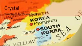  Presentation with korea - Theme enhanced with closeup of north korea background and a gold colored foreground