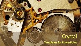  Presentation with mechanism - Theme with closeup of old metal clock background and a tawny brown colored foreground