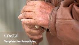  Presentation with old - Slides enhanced with closeup-of-old-peasant-hands background and a  colored foreground