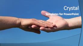  Presentation with holding people in hands - Beautiful slides featuring closeup of old people holding backdrop and a teal colored foreground