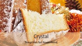  Presentation with golden christmas - Slide set having pandoras - closeup of pandoro a typical background and a coral colored foreground