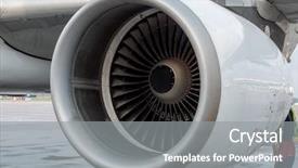 Presentation with airplane engine - Audience pleasing presentation theme consisting of closeup of passenger airplane engine backdrop and a gray colored foreground