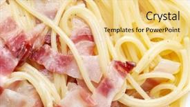  Presentation with pasta - Beautiful presentation theme featuring pasta a la carbonara backdrop and a blonde colored foreground