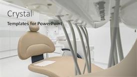  Presentation with medical equipment - Audience pleasing slide deck consisting of closeup-of-patient-chair backdrop and a light gray colored foreground