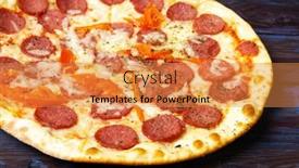  Presentation with pizza - Presentation theme having closeup-of-pepperoni-pizza background and a gold colored foreground