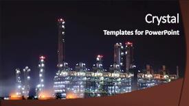  Presentation with oil refinery industry - PPT theme enhanced with curled up yellow measuring tape close-up isolated on white background background and a pink colored foreground