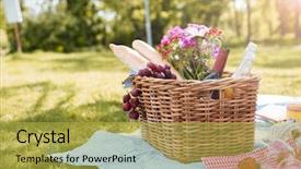  Presentation with picnic - PPT layouts consisting of closeup of picnic basket background and a yellow colored foreground