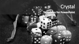  Presentation with gambling machine - PPT theme with closeup of pile of dice background and a dark gray colored foreground