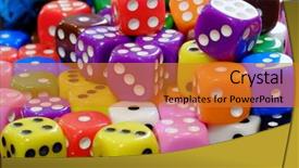  Presentation with gaming - Colorful presentation theme enhanced with closeup of pile of dice backdrop and a gold colored foreground