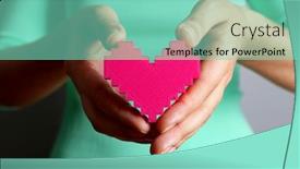  Presentation with heart puzzle - Slide deck having closeup-of-plastic-puzzle-heart background and a seafoam green colored foreground