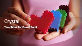  Presentation with hearts - Colorful slide set enhanced with jigsaw pieces pink blue - closeup of plastic puzzle hearts backdrop and a tawny brown colored foreground