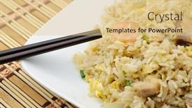  Presentation with chopstick - Audience pleasing PPT theme consisting of closeup-of-plate-of-fried backdrop and a lemonade colored foreground