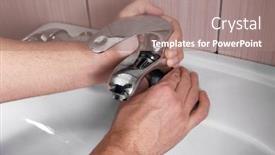  Presentation with plumber - Audience pleasing theme consisting of closeup-of-plumber-fixing-tap backdrop and a coral colored foreground