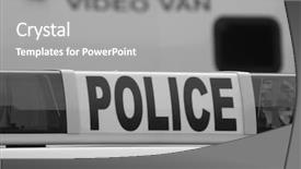  Presentation with video background - Beautiful theme featuring closeup of police car sign backdrop and a gray colored foreground