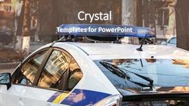  Presentation with street lights - Beautiful presentation theme featuring criminal justice technology - closeup of police car backdrop and a tawny brown colored foreground