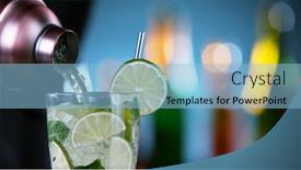  Presentation with bar - Amazing PPT layouts having closeup-of-pouring-mojito-drink backdrop and a light blue colored foreground