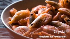  Presentation with shrimps - Cool new PPT theme with orange shrimps in ceramic plate backdrop and a tawny brown colored foreground