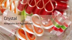  Presentation with candy - Beautiful slides featuring closeup of red and white ribbon candy backdrop and a coral colored foreground