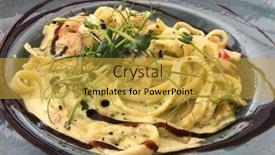  Presentation with pasta restaurant - Presentation featuring closeup-of-restaurant-pasta-plate background and a  colored foreground