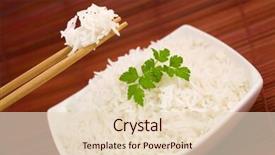  Presentation with chopsticks - Beautiful presentation theme featuring closeup of rice on chopsticks and a bowl on mat backdrop and a lemonade colored foreground