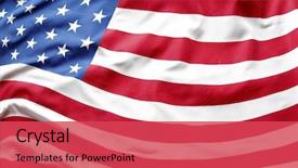  Presentation with america flag - PPT layouts having closeup of rippled american flag background and a red colored foreground