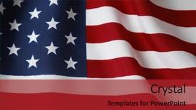  Presentation with american flag - Colorful theme enhanced with closeup of rippled american flag backdrop and a crimson colored foreground