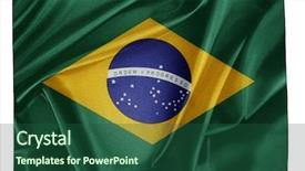  Presentation with flag - Beautiful theme featuring closeup of rippled brazilian flag backdrop and a ocean colored foreground