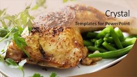  Presentation with chicken - Theme enhanced with closeup of roast chicken background and a coral colored foreground