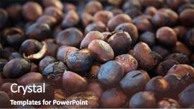  Presentation with sweet - Slide deck featuring closeup of roasted sweet chestnuts background and a tawny brown colored foreground