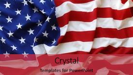  Presentation with united states flag - PPT theme having closeup of ruffled american flag background and a  colored foreground