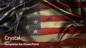  Presentation with american history old flag - Amazing PPT theme having closeup of ruffled american flag backdrop and a tawny brown colored foreground