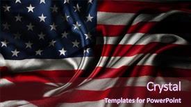  Presentation with american revolution close up - Beautiful PPT theme featuring closeup of ruffled american flag backdrop and a tawny brown colored foreground