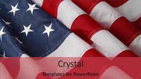  Presentation with 3d figure american flag - Colorful presentation theme enhanced with closeup of ruffled american flag backdrop and a red colored foreground