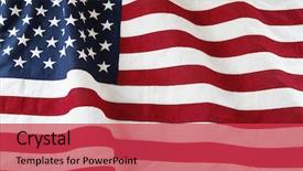  Presentation with american flag - PPT theme with closeup of ruffled american flag background and a red colored foreground