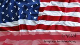  Presentation with american flag - Slide deck enhanced with closeup of ruffled american flag background and a red colored foreground