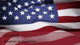  Presentation with american flag - Beautiful theme featuring closeup of ruffled american flag backdrop and a  colored foreground