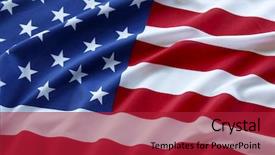  Presentation with american revolution close up - Colorful slide deck enhanced with closeup of ruffled american flag backdrop and a  colored foreground